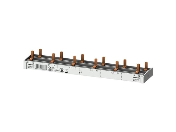 Siemens kopplingsskena 1P+N 10mm2 stift 12 moduler för 6x (AFDD 5SM6 + 6x 5SV1 / 5SL60) full isolering 5ST3676-0