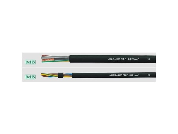 HELUKABEL H05RR-F, Sort, Kopper, 43 kg/km, 120 kg/km, 2000 V, 1,5 mm²