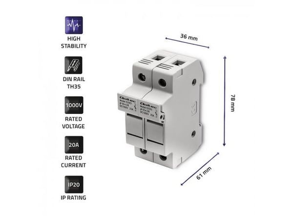 Qoltec 52583, Automatsikring med støpt deksel, 20 A, 1000 V