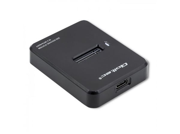 Qoltec 50314, SSD-kotelo, M.2, SATA, USB-liitettävyys, Musta