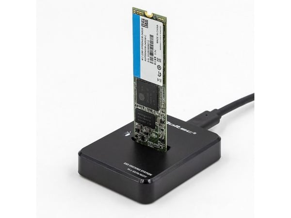 Qoltec 50314, SSD-kotelo, M.2, SATA, USB-liitettävyys, Musta