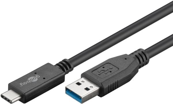 Goobay 41073, 0,5 m, USB A, USB C, USB 3.2 Gen 2 (3.1 Gen 2), 10 Gbit/sek., Sort