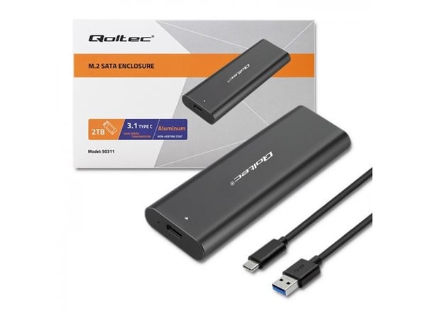 Qoltec-kotelo | asemapaikka M.2 SATA SSD -asemalle | NGFF | USB type C