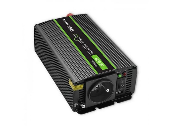 Qoltec Monolith spenningsomformer | 300W | 600W | 12V til 230V | Ren sinus