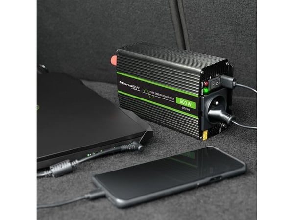 Qoltec Monolith spenningsomformer | 300W | 600W | 12V til 230V | Ren sinus