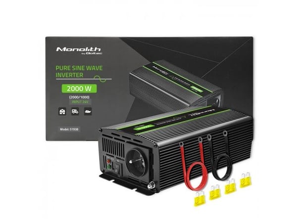 Qoltec Monolith spenningsomformer | 1000W | 2000W | 24V til 230V | Ren sinus