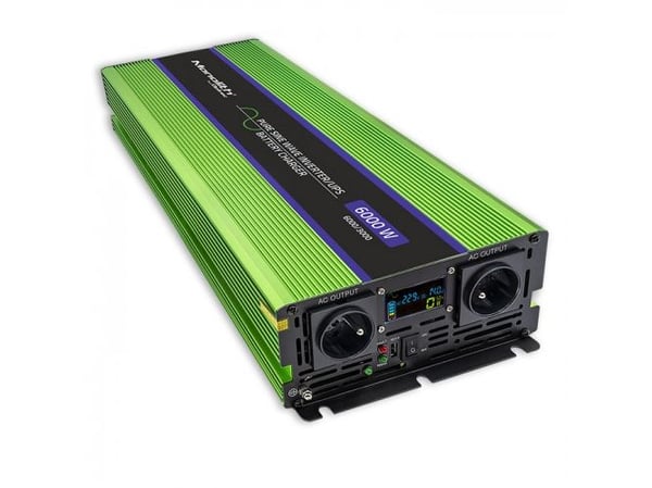Qoltec Monolith - DC til AC strømomformer / batterilader / UPS - pure sine wave, LCD - AC 230 V / DC 12 V - 3000 watt - utgangskontakter: 4