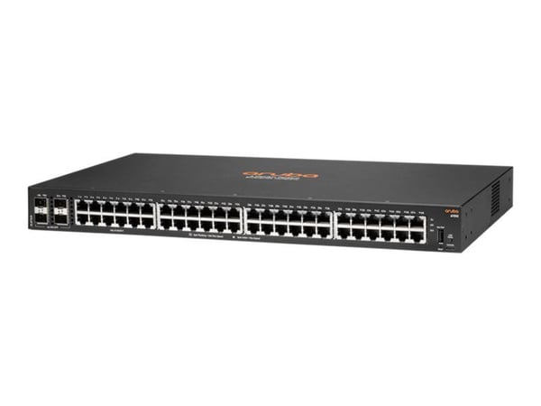 HPE Aruba 6100 48G 4SFP+ Switch - Switch - Styrt - 48 x 10/100/1000 + 4 x 1 Gigabit / 10 Gigabit SFP+ - side til side-luftflyt - rackmonterbar