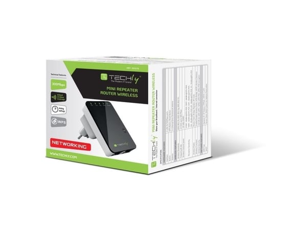 Techly 301078 Trådløs minirouter / signalforsterker 802.11n 300 Mbps, over-the-air