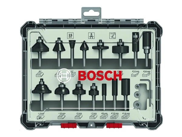 Bosch - Fresekutter - for tre, bløtt tre, løvtre - 15 deler - cylindrical