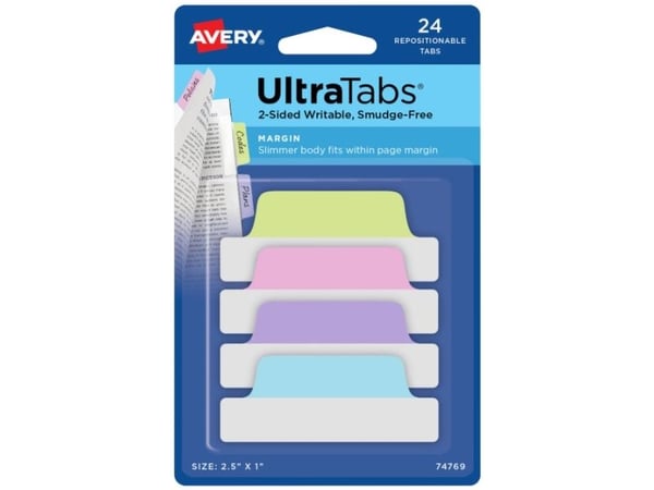 Avery Ultra Tabs, Tyhjä välilehtihakemisto, Sininen, Vihreä, Vaaleanpunainen, Purppura Avery Ultra Tabs, Tyhjä välilehtihakemisto, Sininen, Vihreä, Vaaleanpunainen, Purppura
