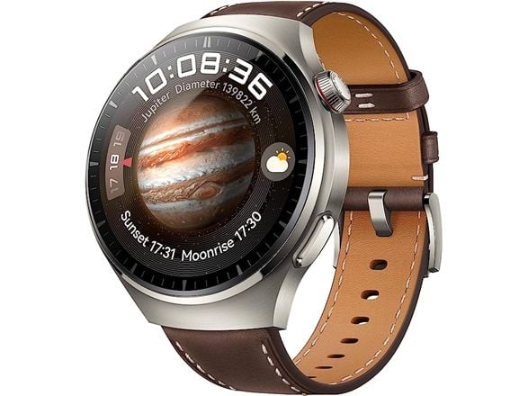 Huawei Watch 4 Pro - Titan - smartklokke med stropp - lær - mørkebrun - håndleddstørrelse: 140-210 mm - display 1.5" - 32 GB - Wi-Fi, LTE, NFC, Blu...