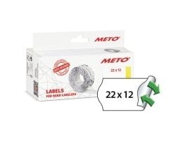 Prisetiket, Meto, Non.Perm. 22x12mm hvid, pakke a 6 stk