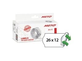 Prisetiket, Meto, Non.Perm. 26x12mm hvid, pakke a 6 stk