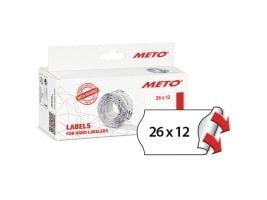 Prisetiket, Meto, Permanent 26x12mm hvid, pakke a 6 stk