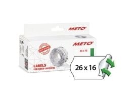 Prisetiket, Meto, Non.Perm. 26x16mm hvid, pakke a 6 stk