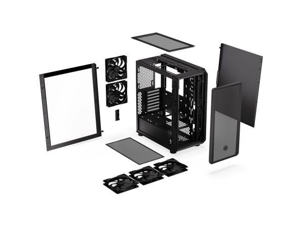 Endorfy Arx 500 Air - PC-hölje - ATX - genomskinlig sidopanel (härdat glas) - ingen strömförsörjning (ATX) - svart - USB/ljud
