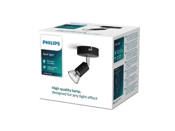 Philips Limbali-spotlys til tak/vegg, Overflateegnet, GU10, 1 ampuller, LED, 220-240 V, Svart