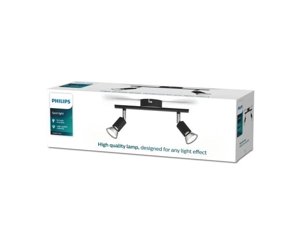 Philips Limbali-spotlys til tak/vegg, 2 stk., Overflateegnet, GU10, 2 ampuller, LED, 220-240 V, Svart