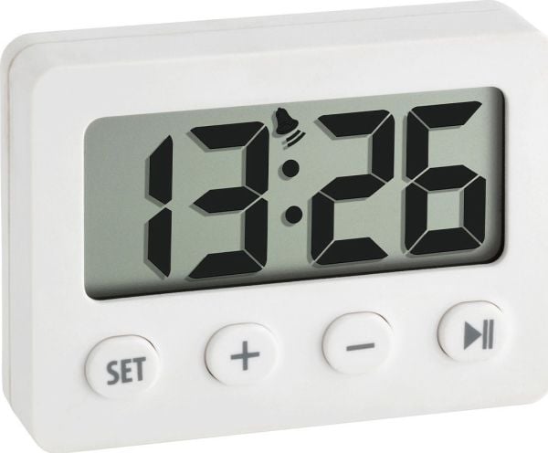 TFA - Väckarklocka - rektangulär - elektronisk - magnetisk montering, skrivbord - vit