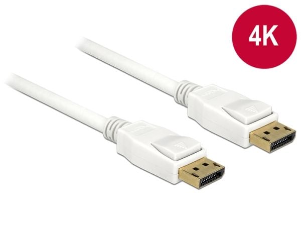 Delock - DisplayPort-kabel - DisplayPort (hann) til DisplayPort (hann) - 5 m - 4K-støtte - hvit