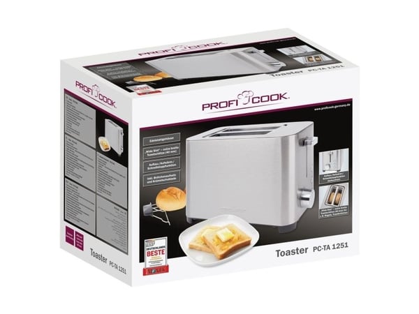 ProfiCook PC-TA 1251, 2 plate(r), Rustfritt stål, Rustfritt stål, Nivå, Svingbar, 750 W, 220 - 240 V