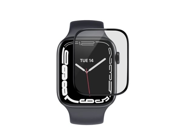 eSTUFF Titan Shield - Skjermbeskyttelse for smart armbåndsur - flexible, hybrid - glass - rammefarge svart - for Apple Watch SE, Series 4, Series 5...