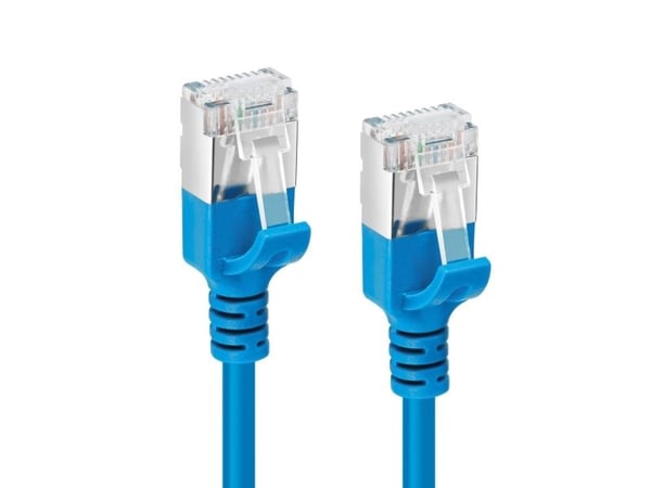 MicroConnect - Nettverkskabel - RJ-45 (hann) til RJ-45 (hann) - 3 m - U/FTP - CAT 6a - halogenfri, uten hindringer, slank - blå