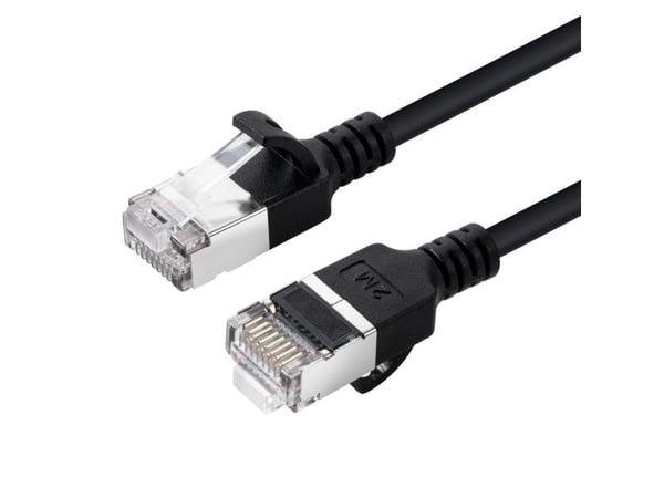 MicroConnect - Nettverkskabel - RJ-45 (hann) til RJ-45 (hann) - 2 m - U/FTP - CAT 6a - halogenfri, slank - svart