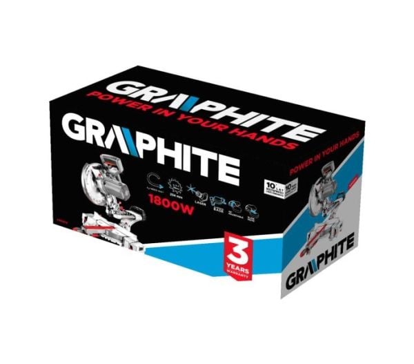 GRAPHITE 1800W viistosaha, 254 x 30mm terä, 60T TCT