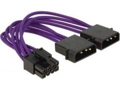 Delock - Strømadapter - 4-pin intern strøm (hann) til 8-pins PCIe-strøm (hann) - 15 cm - purpur