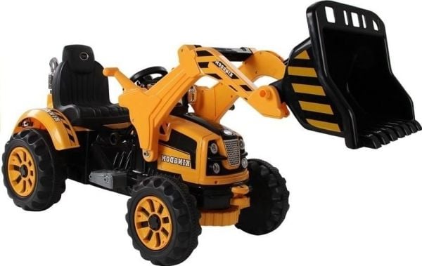 Lean Cars elektrisk traktor-graver med skuffe, oransje