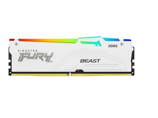 Kingston FURY Beast RGB - DDR5 - modul - 16 GB - DIMM 288-pin - 5200 MT/s / PC5-41600 - CL40 - 1.25 V - ikke-bufret - on-die ECC - hvit