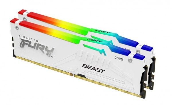 Kingston FURY Beast RGB - DDR5 - sett - 32 GB: 2 x 16 GB - DIMM 288-pin - 5600 MT/s / PC5-44800 - CL40 - 1.25 V - hvit