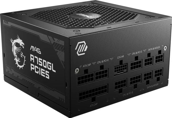 MSI MAG A750GL PCIE5 - Strømforsyning (intern) - ATX12V 3.0/ EPS12V - 80 PLUS Gold - AC 100-240 V - 750 watt - aktiv PFC