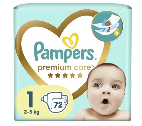 Pampers Premium Care vaipat 1, 2-5 kg, 72 kpl.