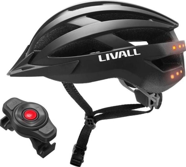 Cykelhjälm MTB Bluetooth 54-58 cm LED/SOS/Intercom svart