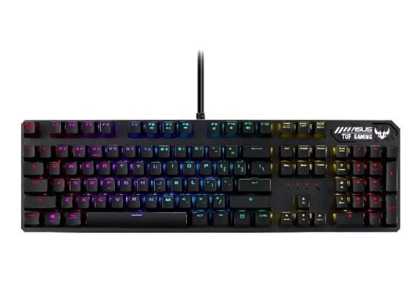 ASUS TUF Gaming K3 - Tastatur - bakgrunnsbelyst - USB - USA - tastsvitsj: rød svitsj - rødmetallsgrå