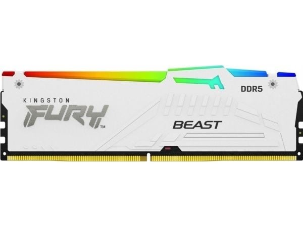 Kingston FURY Beast RGB - DDR5 - modul - 32 GB - DIMM 288-pin - 6000 MT/s / PC5-48000 - CL36 - 1.35 V - ikke-bufret - on-die ECC - hvit