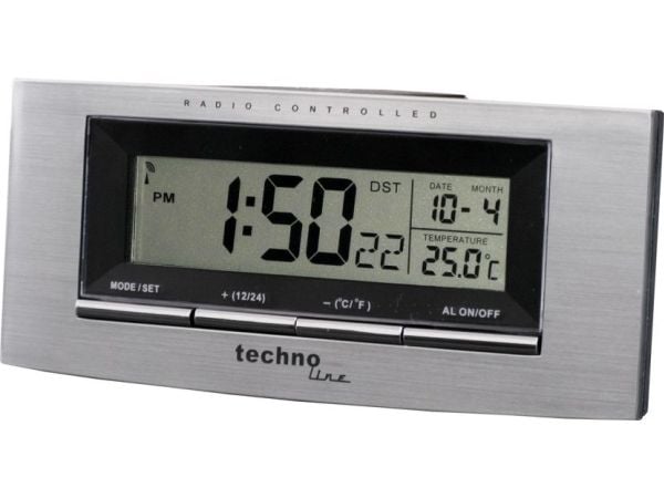 Technoline WT182, Digital vekkerklokke, Rektangel, Sølv, 12/24h, F, °C, LCD