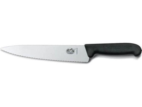 Kokkekniv Victorinox 22 cm Bølgeskær med Fibrox greb Sort,stk