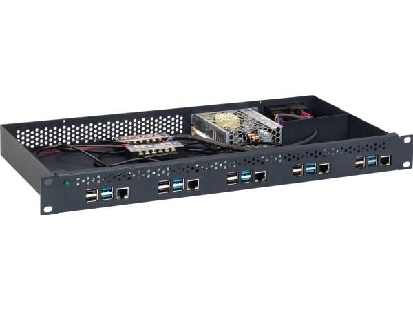 Rackmount.IT PI-RACK RM-PI-T1 - Rackmount-paketti - virtalähteellä - RAL 9004, musta - 1U - 19"