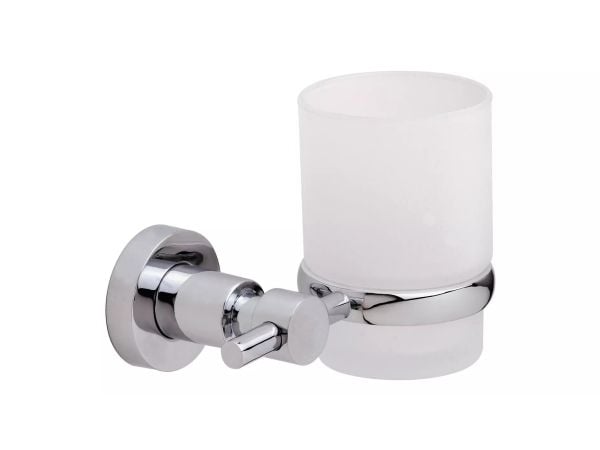 TESA Loxx, Veggmontert tannbørsteholder, Glass, Metall, Kromfarget, Hvit, Vegg, 130 mm, 95 mm
