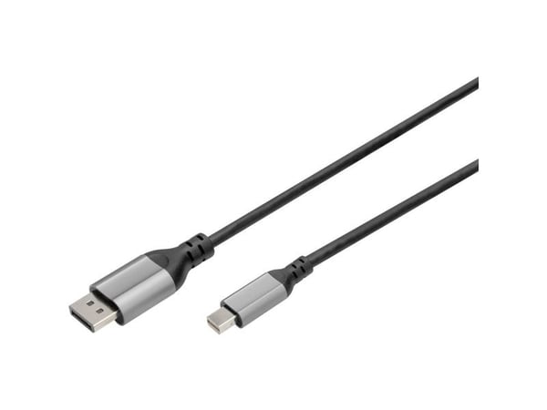 DIGITUS - DisplayPort-kabel - Mini DisplayPort (hann) til DisplayPort (hann) - DisplayPort 1.4 - 2 m - 8 K 60 Hz (7680 x 4320) støtte, 4K 144Hz stø...
