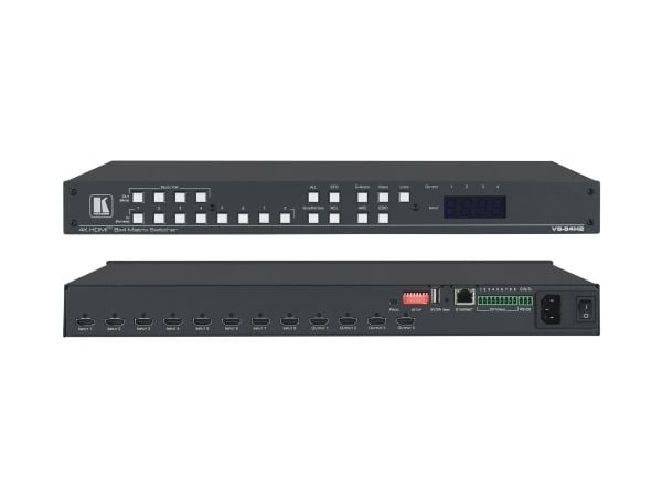 Kramer VS-84H2 8x4 4K HDR HDCP 2.2 Matrix Switcher with Digital Audio Routing - Video/audio switch - stasjonær, rackmonterbar