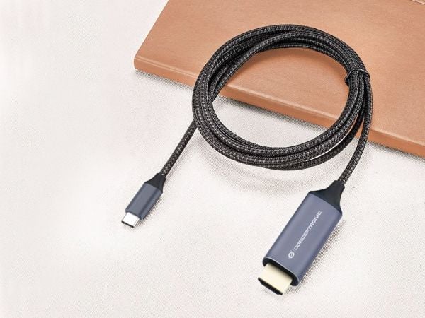 Conceptronic ABBY10G, 2 m, USB Type-C, HDMI, Hankjønn, Hankjønn, Rett