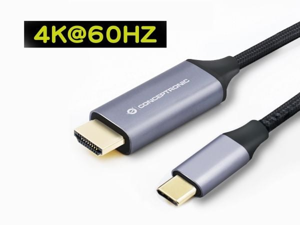 Conceptronic ABBY10G, 2 m, USB Type-C, HDMI, Hankjønn, Hankjønn, Rett