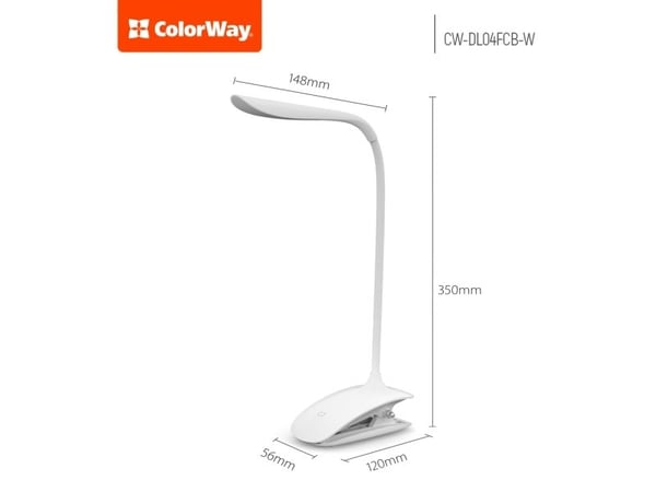 ColorWay - Bordlampe - LED - klemmemonterbar - 1.5 W - hvitt lys - 5500-6000 K - hvit