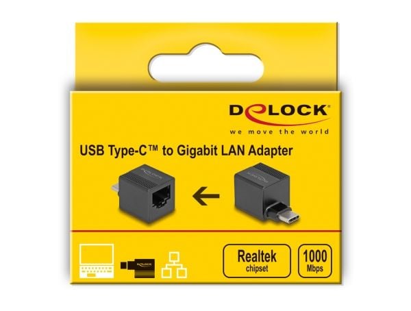 Delock Adapter til Gigabit LAN mini - Nettverksadapter - USB-C - Gigabit Ethernet x 1 - Svart (66462)