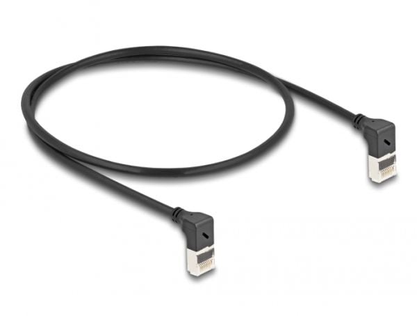 Delock - Nettverkskabel - RJ-45 (hann) oppvinklet til RJ-45 (hann) oppvinklet - 50 cm - 4.5 mm - S/FTP - CAT 6a - med støvel, halogenfri - svart